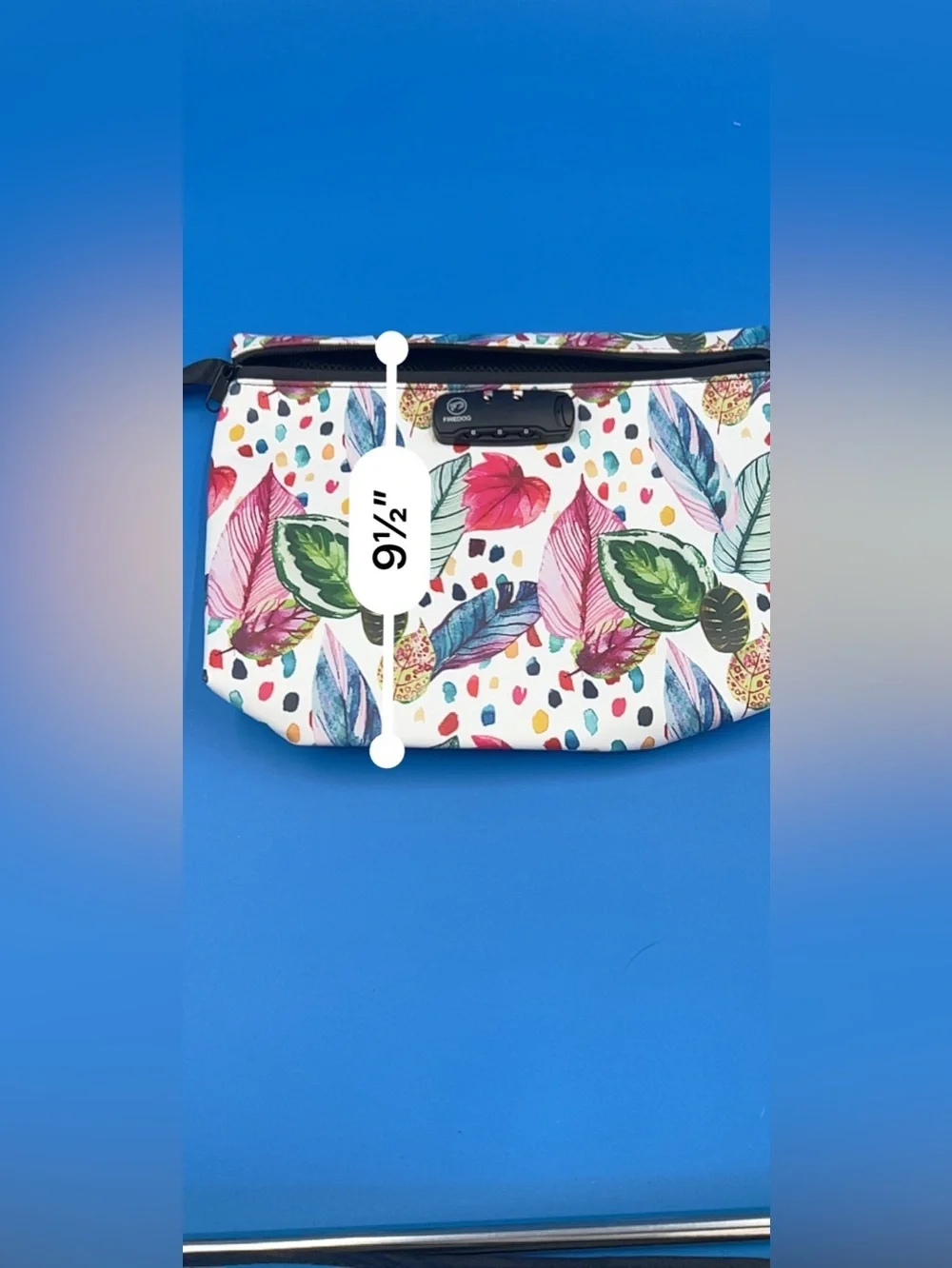 Floral FIREDOG Tropical Print Zip LOCKING Pouch - White